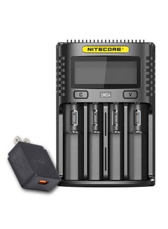 Buy Ums4 Intelligent Usb Four Slot Quick Battery Charger For Li Ion Ni Mh Ni Cd Imr 16340 14500 18650 21700 20700 Aa Aaa And More Batteries With Lumentac Qc3.0 Charging Adapter in UAE