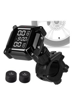Buy Motorcycle TPMS Wireless Tire Pressure Monitoring System, IP67 Waterproof Dustproof Wireless TPMS with 2 External Sensors, LCD Display, and USB Rechargeable Battery in Saudi Arabia