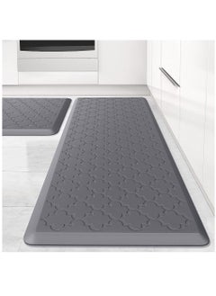 Buy Kitchen Mat, 2 PCS Cushioned Anti Fatigue Kitchen Rugs, Thick Waterproof Non Slip Desk Mats for Floor, Laundry, Sink, Office (Grey) in Saudi Arabia