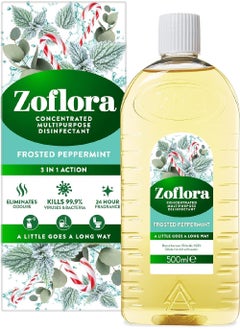 Buy Zoflora Concentrated Multipurpose Disinfectant & Odor Eliminator, 3 in 1 Action, 500ml, Frosted Peppermint, Effective against bacteria & Viruses. in UAE