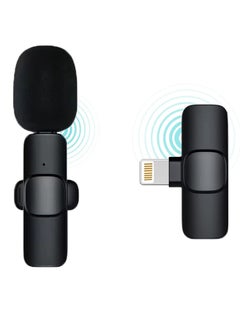 اشتري Upgraded Plug Play Wireless Lapel Lavalier Microphone for iPhone iPad Recording YouTube Facebook Live Stream Vlog Auto-Sync Wireless Mic with 2 Clips No Need App Bluetooth في الامارات