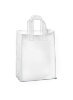 Buy Frosted Plastic Gift Bags 100 Pack 8" X 10" X 4" Clear Frosted Bags With Soft Loop Handles For Gifts Retail And More… in UAE