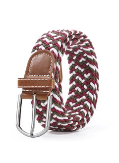 اشتري Unisex Elastic Woven Canvas Belt with Pin BuckleGreen + Red + White Green + Red + White في السعودية