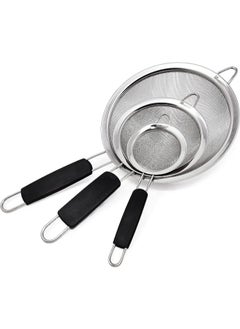 Buy Fine Mesh Strainer Set of 3, Stainless Steel 3.38", 5.5", 7.87" Strainers Wire Sieve Sifter with Insulated Handle Strainers for Kitchen Gadgets Tools Premium Colanders, Sifter in UAE