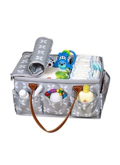 Buy Baby Diaper Caddy Bag With Zipper Lid And Leather Handle in Saudi Arabia