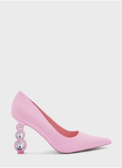 Buy Circle Detail Interest Heel Pointed Pump in Saudi Arabia