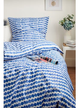 Buy Polka Dots Premium Cotton Duvet Set 135 x 200 cm, White/Blue in UAE