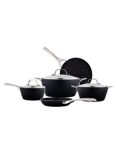 Buy 5-Piece Al Saif Ceramic Amercook Alta Cookware Set Black in Saudi Arabia