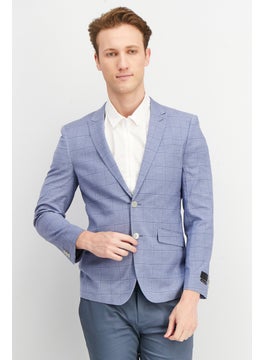 Buy Men Regular Fit Windowpane Casual Blazer, Slate Blue in UAE