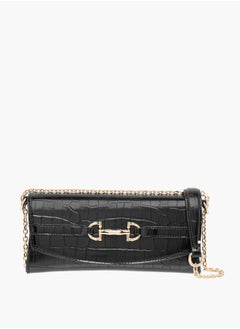 اشتري Animal Textured Clutch with Chain Strap and Flap Closure في الامارات