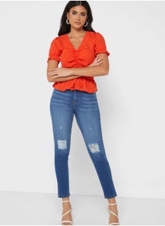 Buy Ripped High Waist Jeans in UAE