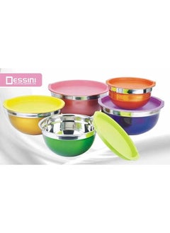 اشتري Dessini 5-Piece Salad Bowl With Cover Multicolor في الامارات