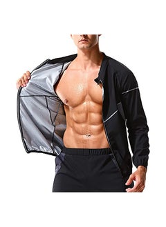 Buy Sauna Suit for Men Sweat Sauna Jacket Long Sleeve Workout Zipper Sweat Top Gym Fitness Sauna Shirt(Size L) in Saudi Arabia