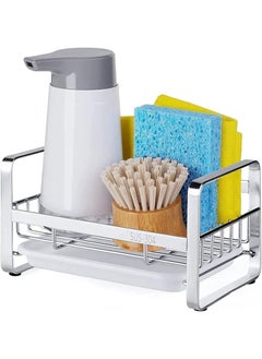 Buy Kitchen Sink Sponge Holder Large Metal Stainless Steel With Removable Drain Tray No Punch Dry Organizer Silver in Saudi Arabia