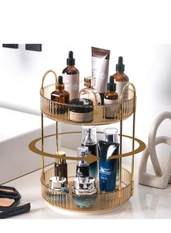 Buy Rotating Makeup Organizer for Vanity 2 Tier, High-Capacity Skincare Clear Make Up Storage Perfume Organizers Cosmetic Dresser Organizer Countertop 360 Spinning in Saudi Arabia