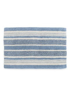 اشتري Reversible Striped Bath Rug, Blue - 85X2 Cm في الامارات