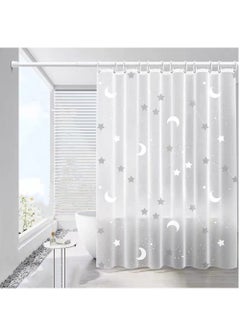 Buy 1-Piece Printed Waterproof Shower Curtain PEVA White/Grey 180x180 Centimeter in UAE