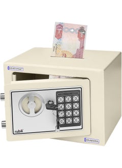 Buy Rubik Mini Cash Deposit Drop Slot Safe Box with Key and Pin Code Option (Off White) in UAE