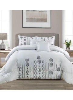 Buy COMFY 6 PC EMBROIDERY COTTON SOFT KINGSIZE COMFORTER SET WHITE in UAE