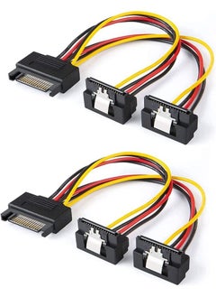 Buy 2 Pieces SATA Power Cable, SATA 15 Pin Male to 2xSATA 15 Pin Down Angle Female Power Splitter Cable in Saudi Arabia