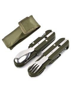 اشتري Portable Flatware Set 5 in 1 Stainless Steel Travel Cutlery with Detachable Design for Camping Hiking and Outdoor Adventures 2 Pack في السعودية