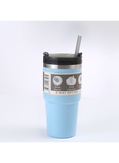 Buy Vacuum Double Wall Stainless Steel Drinking Water Bottle With Straw Insulated Coffee Tumbler Travel Mug Outdoor Kettle Thermos Cups in UAE