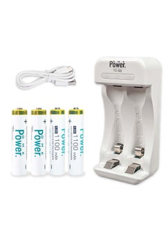 Buy 4pcs AAA Batteries 1.2V 1100mAh High Capacity Rechargeable Batteries and TC-Q2 AA AAA Battery Charger 2 Independent Slot Smart Fast Charger with LED Light & Micro USB Cable, Battery Charger in UAE