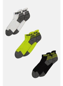 Buy Men 3 Pairs Brand Logo Ankle Sports Socks, Lime Green Combo in UAE