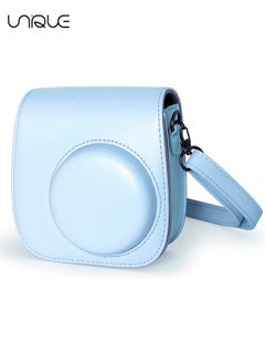 اشتري حقيبة كاميرا متوافقة مع Instax Mini 12 ، حقيبة واقية من جلد PU مع جيب وحزام كتف قابل للتعديل (أزرق باستيل) في الامارات