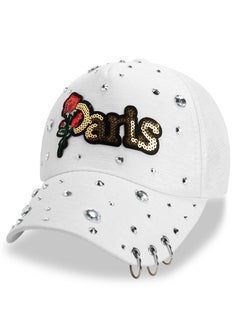 Buy New Letter Iron Ring Mercerized Cotton Dot Diamond Baseball Cap in UAE