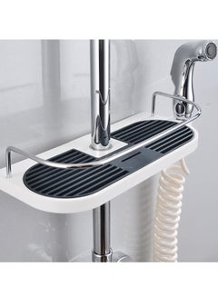 Buy Bathroom Storage Shelf, Adjustable Shower Shelf No Punch Shelf Box Bathroom Lift Tray Multifunctional Soap Dish Shampoo Shower Gel Holder Snap-on Shower Accessories (18-25mm) in UAE
