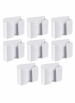 اشتري 8 Pieces Wall Mount Phone Holder, Adhesive Remote Control Storage Box Wall Mount Charging Phone Stand Holder Adhesive Non Slip Media Organizer Storage Box for Bedroom Kitchen Bathroom (White) في السعودية