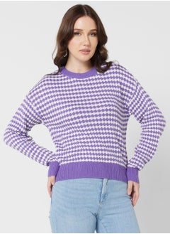 Buy Checked Knitted Sweater in UAE