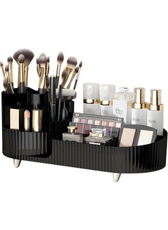 Buy Large Capacity Makeup Brush Holder,360° Rotating Makeup Organizer,9 Slot Makeup Brushes Cup,for Vanity Decor,Bathroom Countertops,Desk Storage Container,Cosmetic Display cases in Saudi Arabia