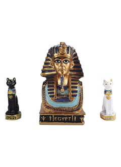 اشتري Yj Ancient Egyptian Small King Tut Collectible Figurine Kit With Cat God(1 Black+1 White) Bastet Statue Home Decoration Sculpture في مصر