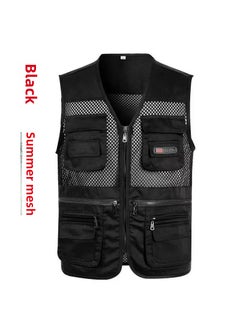 Buy Breathable Mesh Fishing Vest Men Multi-Pocket Waistcoat Summer mesh black in UAE