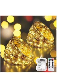 Buy Womdee Fairy Lights [2 PACK] Battery Operated 33Ft 100 LEDs String Lights with Remote -8 Modes, Copper Wire Powered Twinkle Lights for Bedroom, Indoor/Outdoor, Birthday, Party (Warm light) in UAE