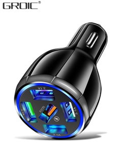 Buy 5-Port USB Fast Car Charger, QC3.0 Fast Charging Adapter, 5 Multi Port Cigarette Lighter Car Phone USB Charger Compatible with iPhone/Android/Samsung in UAE