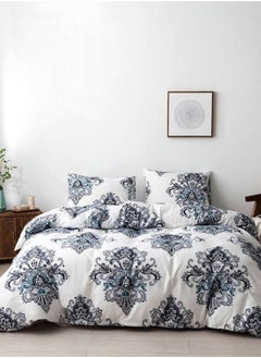 Buy Duvet Cover Set, White Color with Blue Print, Bohemia Design Varoius Sizes. in UAE