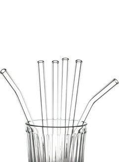 Buy 8 Pieces Reusable Glass Drinking Straws for Milkshakes Frozen Drinks Smoothies Bubble Tea Juice with 2 Cleaning Brushes in UAE