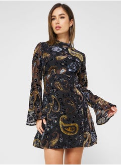 Buy High Neck Print Dress in UAE