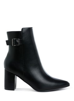 Buy Belt Detail Block Heel Boots in Black in UAE