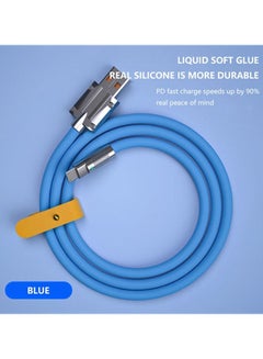 اشتري 120W Super Fast Charging Cable Metal Zinc Alloy Liquid Silicone Micro USB to iOS Charger Data Cable Blue في الامارات
