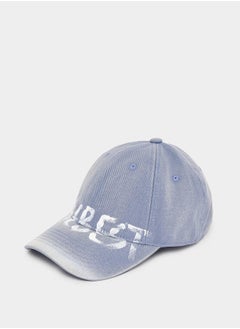 Buy Slogan Print Denim Look Baseball Cap in Saudi Arabia