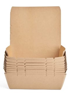 اشتري Ecoway Medium Kraft Lunch Box Without Window Food Container Made With Craft Paper For Meals & Dessert, Take Away Container, Disposable, Eco-friendly, Compostable, Restaurants - Pack Of 25, Brown في الامارات