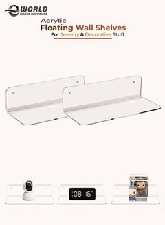 Buy Pack of 2 clear Acrylic Floating Wall Shelves for jewelry and Decorative stuff in UAE