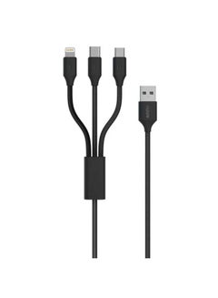 Buy Green Braided 3 in 1 Fast Charging Cable 1.2M 2A - Black in UAE