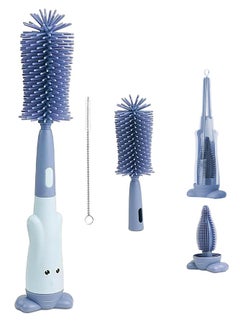 Buy 3-In-1 Silicone Baby Bottle Brush Set with Stand, Portable Bottle Cleaner Kit with Bottle Brush, Pacifier Brush and Straw Brush, Blue in Saudi Arabia