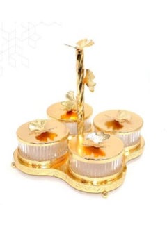 Buy Glass nuts dishes, 4 pieces, with a golden stand in Saudi Arabia