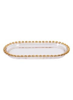 اشتري Oval Dessert Platter, Gold & Clear - 25x2.3 cm في الامارات